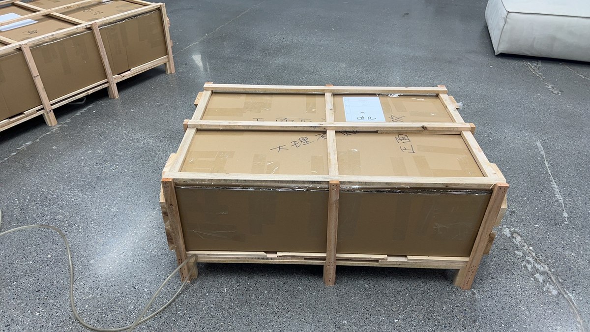 Wooden crates prepared for furniture transport