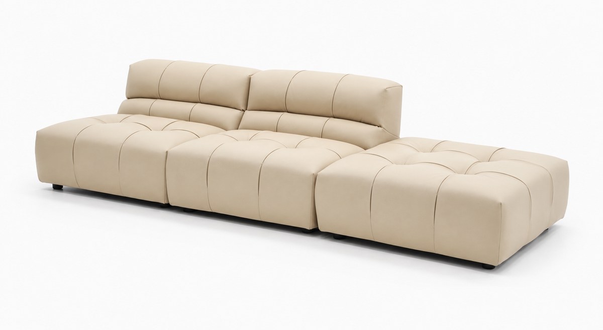 Ivory modular seating and ottoman