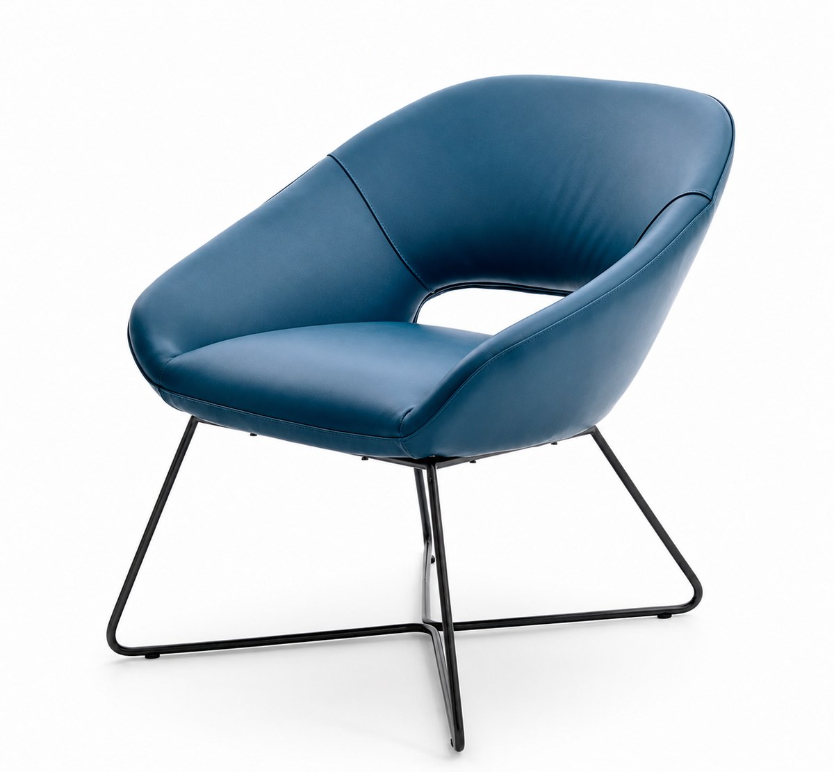 Teal lounge chair on sled base