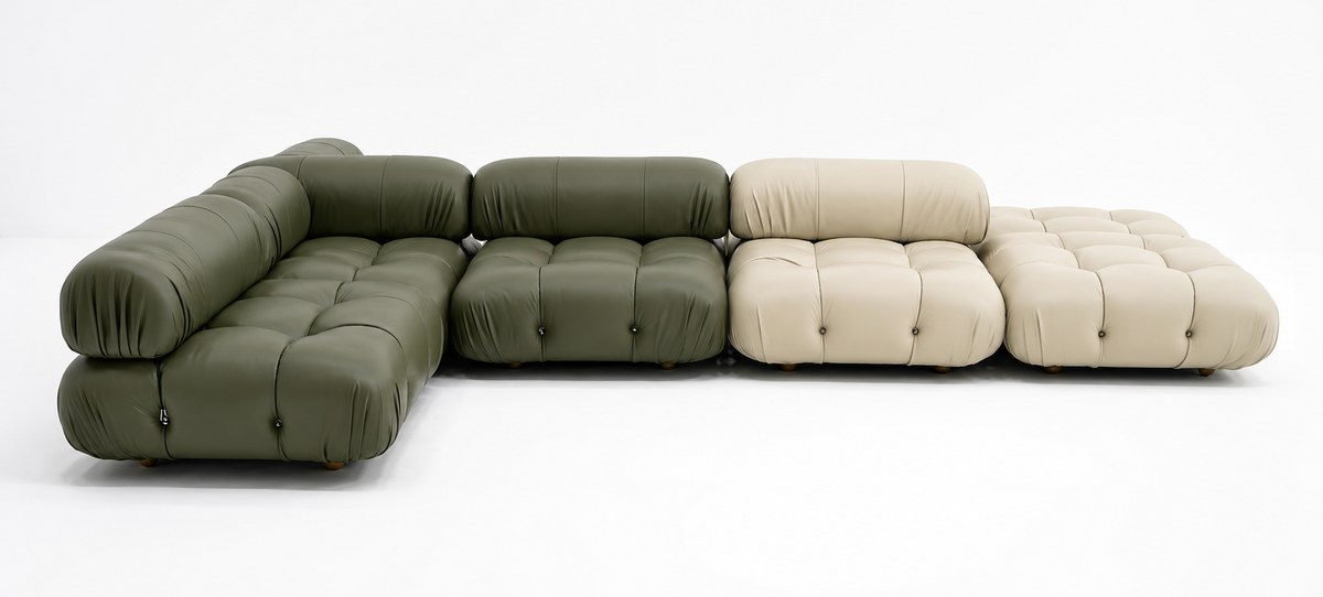 Green and cream modular seating